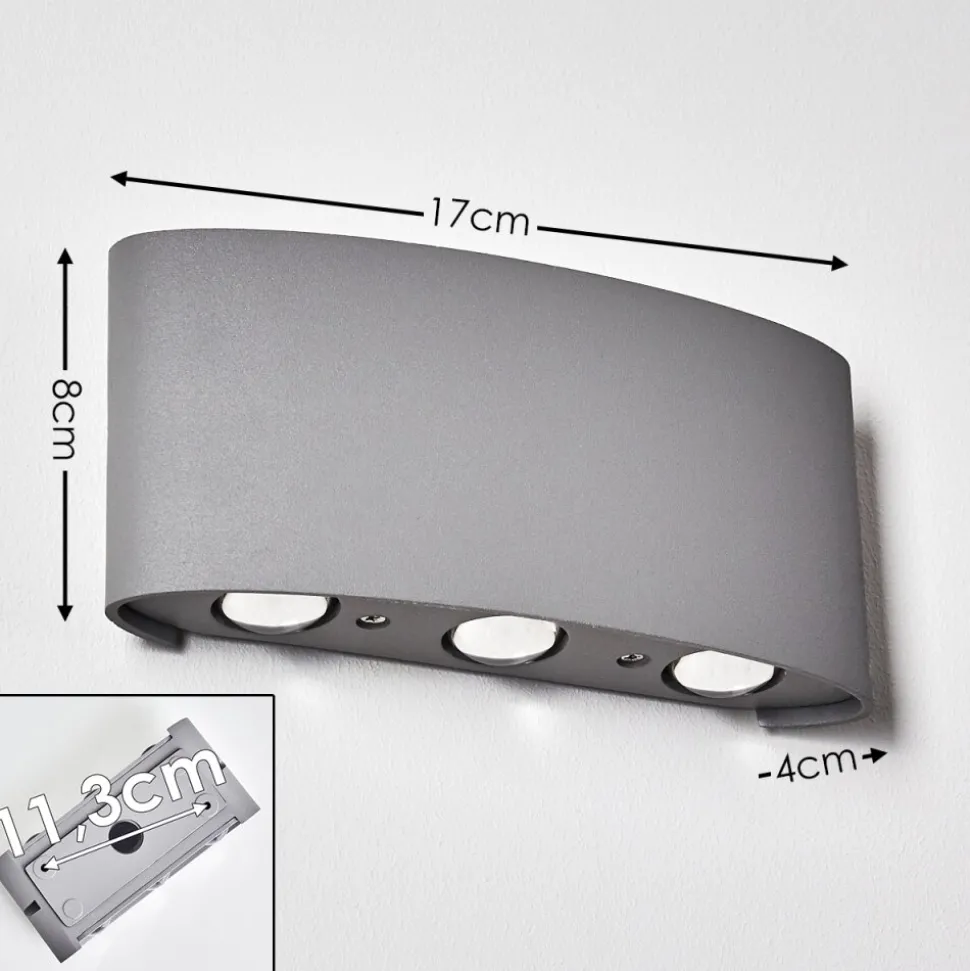Abaiang Applique Murale D'Exterieur Led Argente, 6 Lumieres