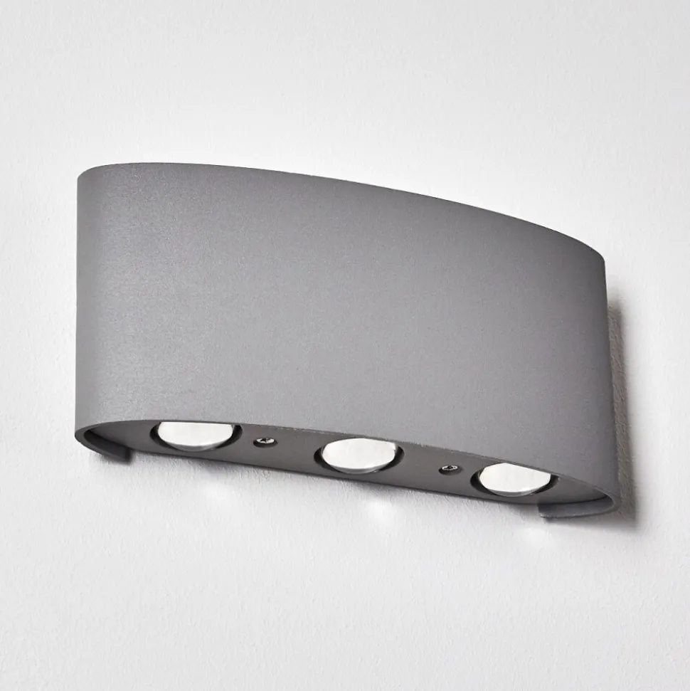 Abaiang Applique Murale D'Exterieur Led Argente, 6 Lumieres