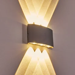 Abaiang Applique Murale D'Exterieur Led Argente, 6 Lumieres