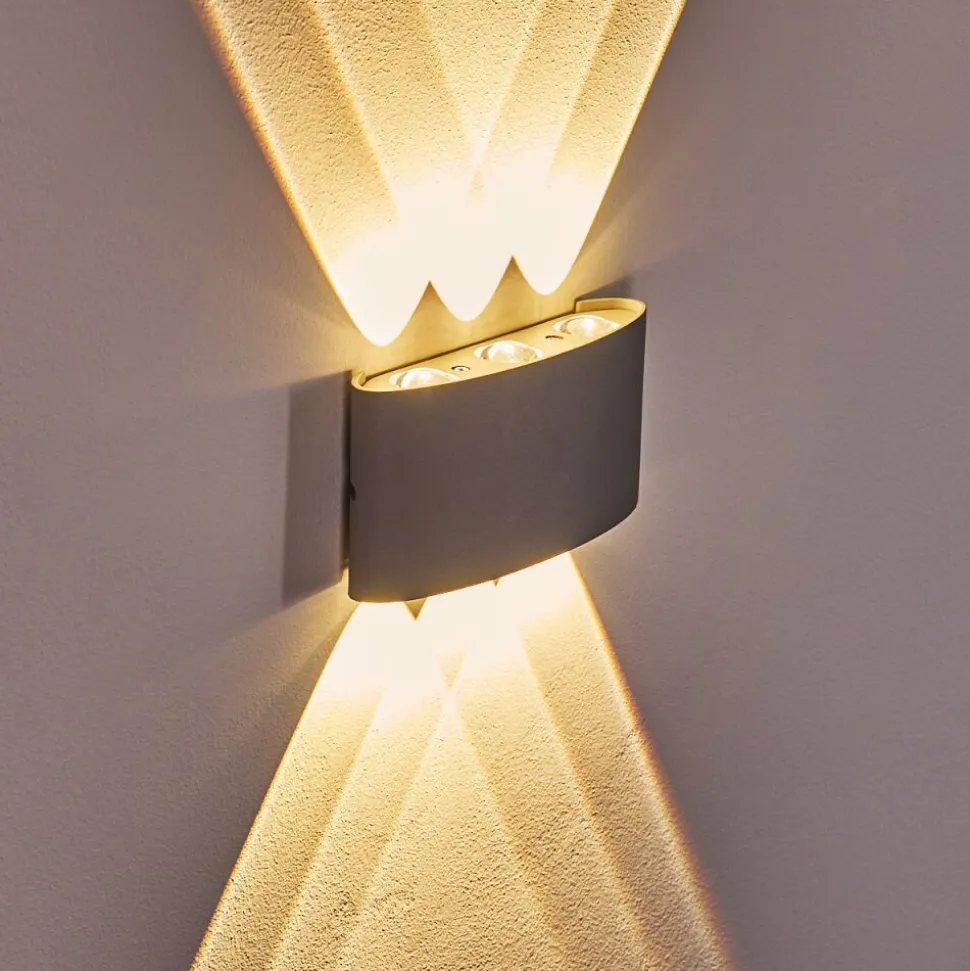 Abaiang Applique Murale D'Exterieur Led Argente, 6 Lumieres