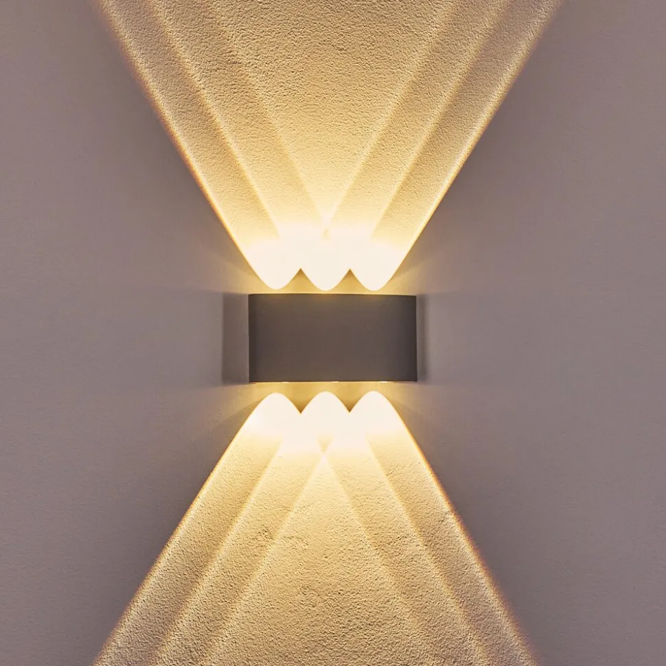 Abaiang Applique Murale D'Exterieur Led Argente, 6 Lumieres