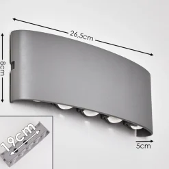 Abaiang Applique Murale D'Exterieur Led Argente, 10 Lumieres