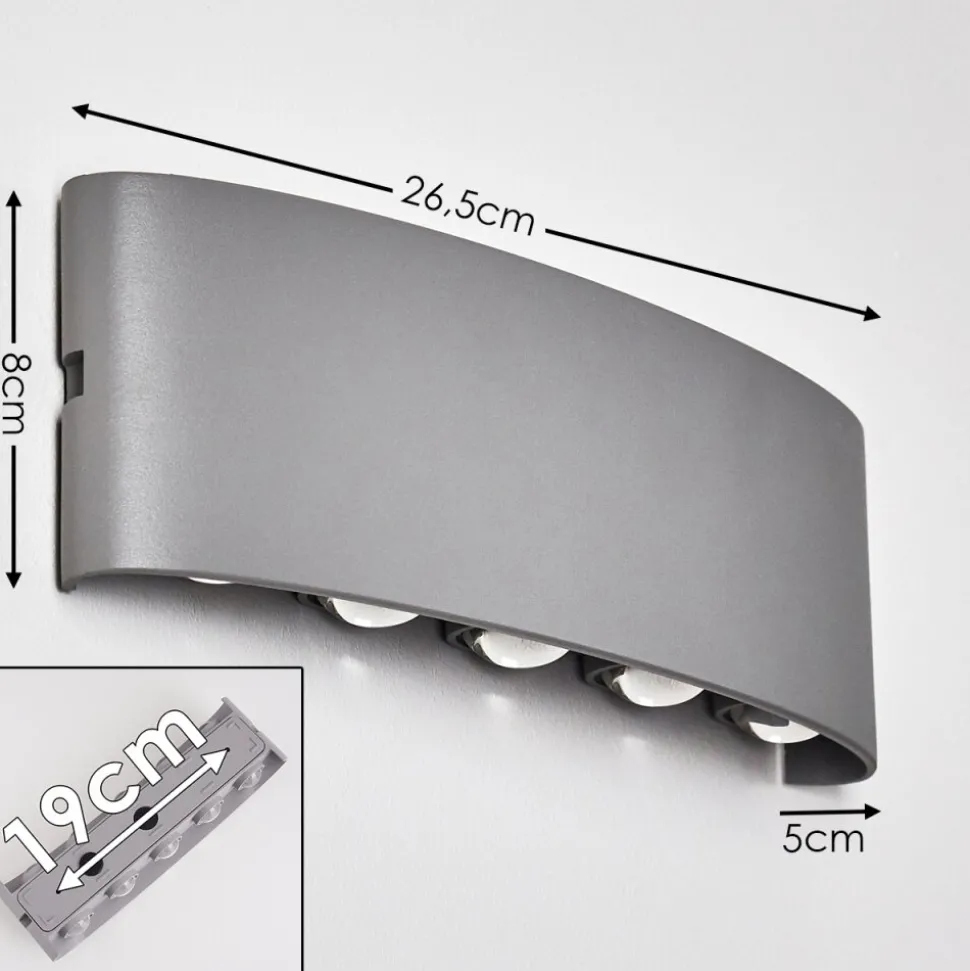 Abaiang Applique Murale D'Exterieur Led Argente, 10 Lumieres