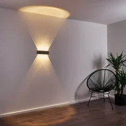 Abaiang Applique Murale D'Exterieur Led Argente, 10 Lumieres