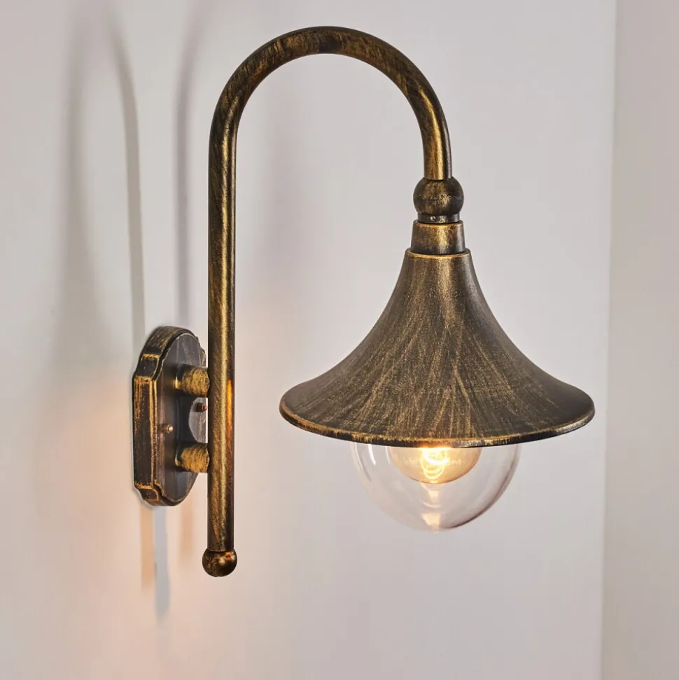 Applique Exterieure Elgin Noir Dore, 1 Lumiere