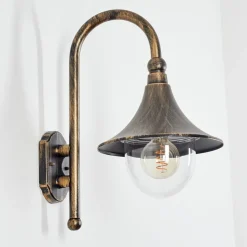 Applique Exterieure Elgin Noir Dore, 1 Lumiere