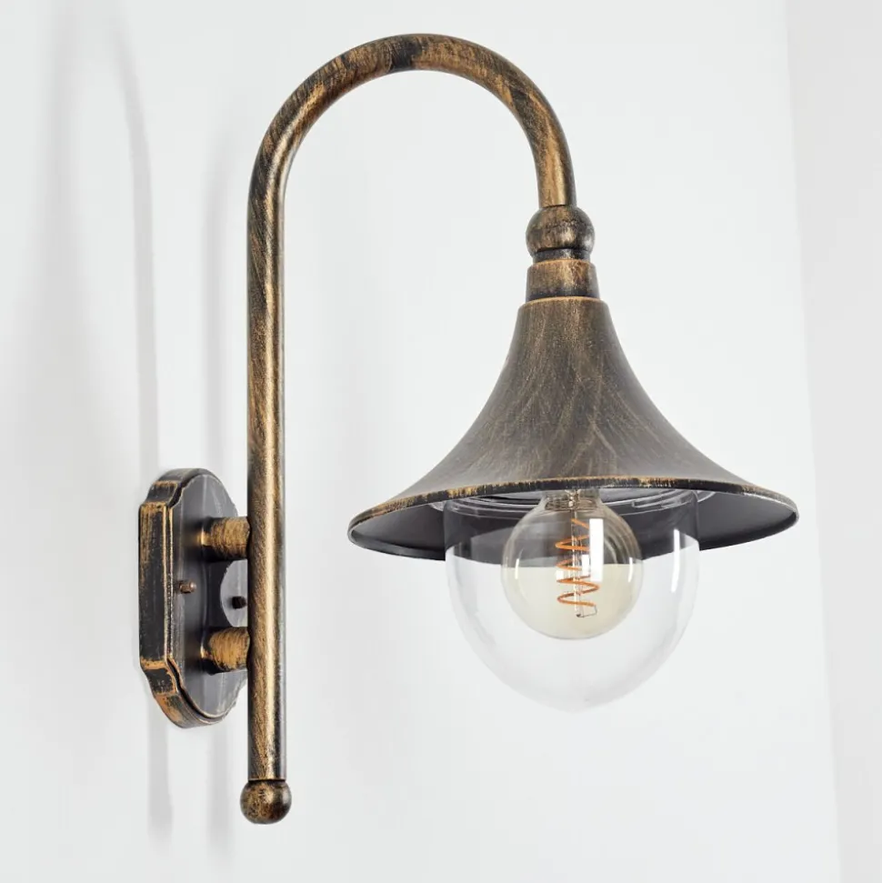 Applique Exterieure Elgin Noir Dore, 1 Lumiere