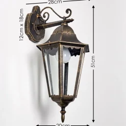 Applique Exterieure Hongkong Brun Dore, 1 Lumiere