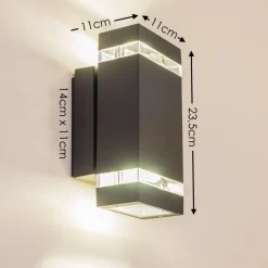 Applique Exterieure Lutak Led Anthracite, 2 Lumieres