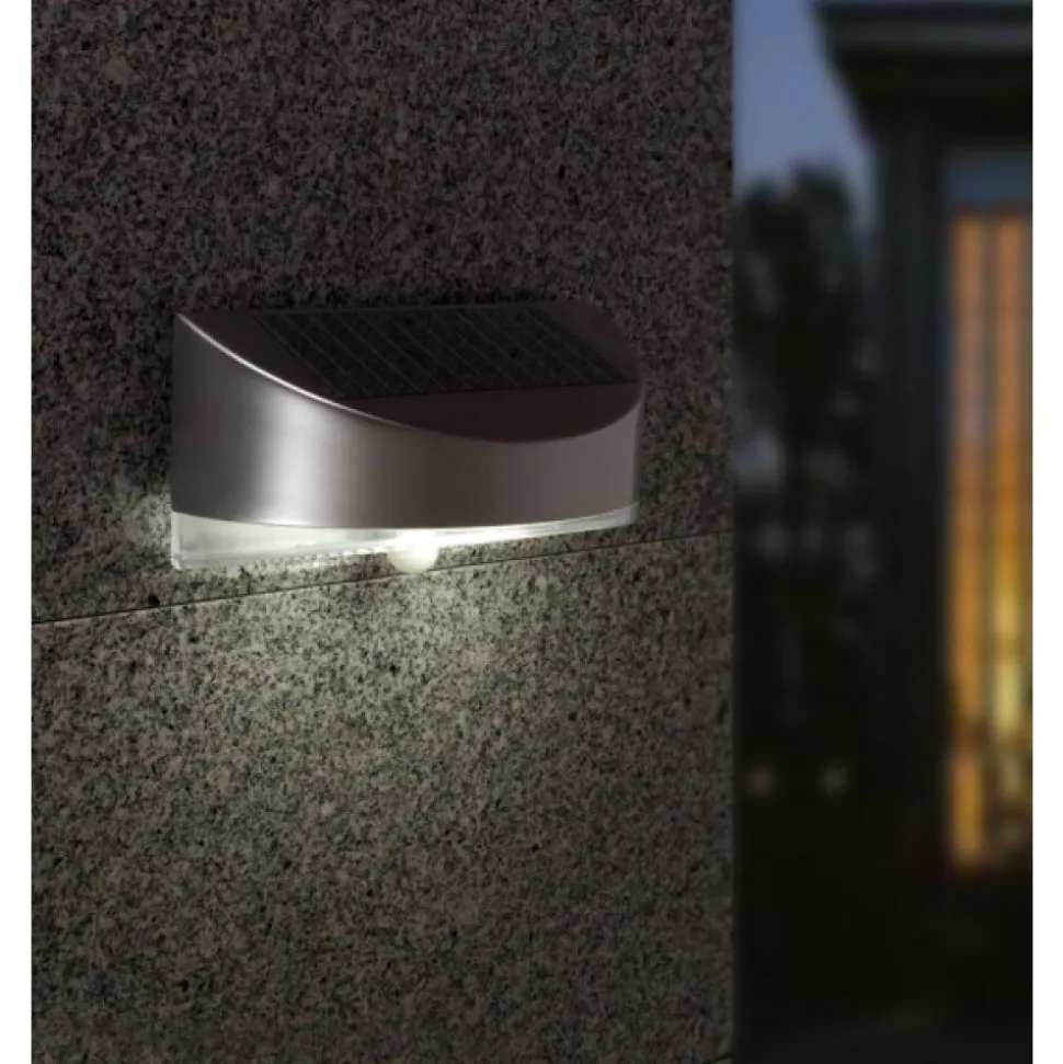 Applique Exterieure Lutec Bread Led Argente, 1 Lumiere, Detecteur De Mouvement