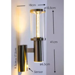 Applique Exterieure Popoyan Led Acier Inoxydable, 2 Lumieres, Detecteur De Mouvement