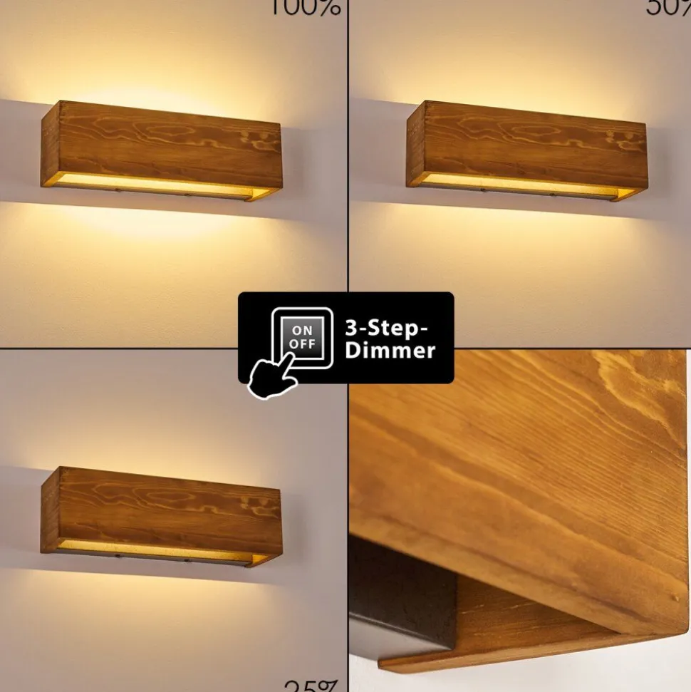 Applique Murale Adak Led Bois Fonce, 1 Lumiere