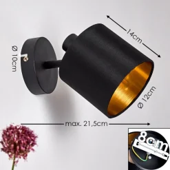 Applique Murale Alsen Noir, 1 Lumiere