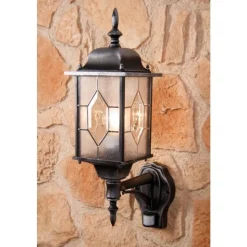 Applique Murale Amapala Noir, 1 Lumiere, Detecteur De Mouvement
