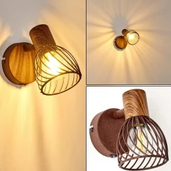 Applique Murale Arjen Bois Fonce, Rouille, 1 Lumiere