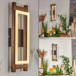 Applique Murale Ayajasco Led Couleur Bois, Ecru, Noir, 1 Lumiere