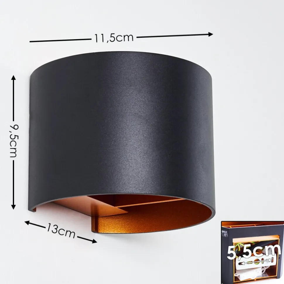 Applique Murale Badajoz Led Cuivre, Noir, 1 Lumiere