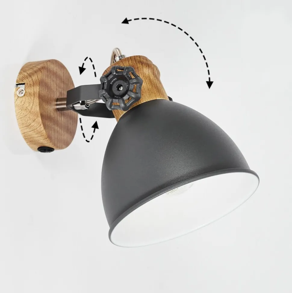 Applique Murale Banjul Gris, Bois Fonce, 1 Lumiere