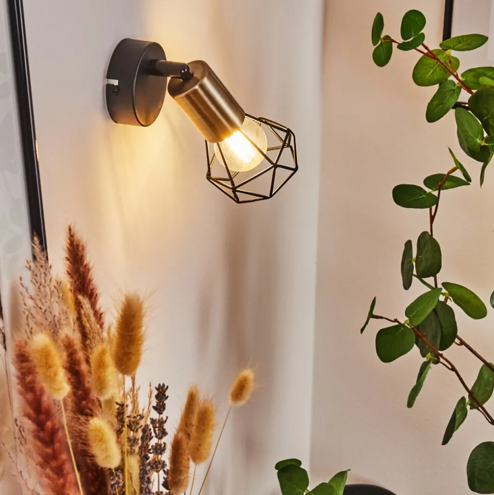 Applique Murale Baripada Laiton, Noir, 1 Lumiere