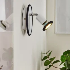 Applique Murale Cabri Led Chrome, Noir, Blanc, 1 Lumiere
