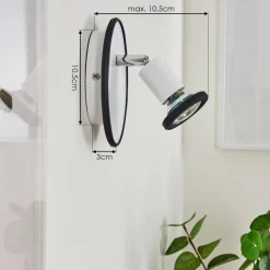 Applique Murale Cabri Led Chrome, Noir, Blanc, 1 Lumiere