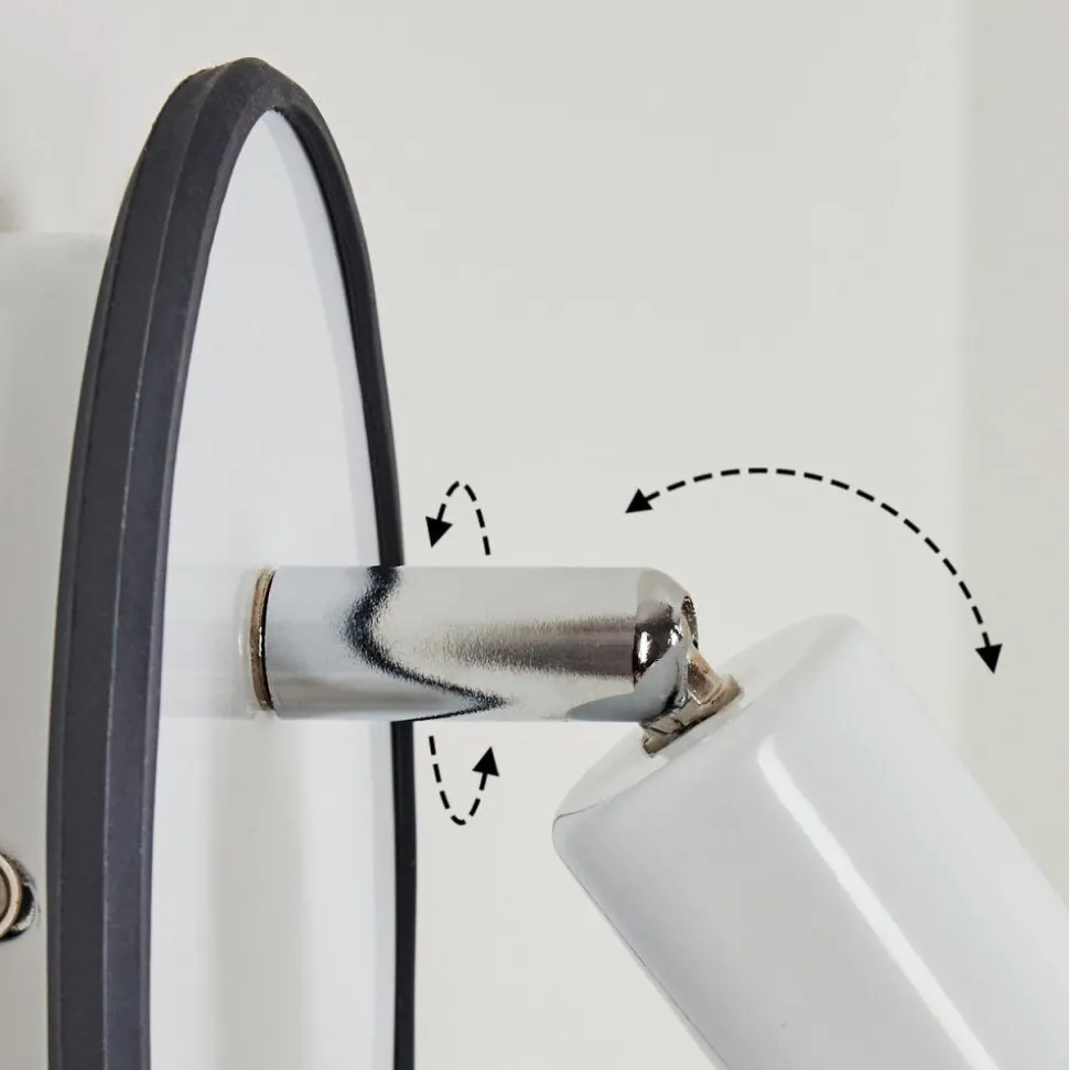 Applique Murale Cabri Led Chrome, Noir, Blanc, 1 Lumiere