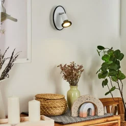 Applique Murale Cabri Led Chrome, Noir, Blanc, 1 Lumiere