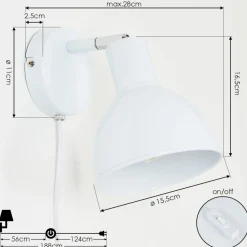 Applique Murale Caney Chrome, Blanc, 1 Lumiere
