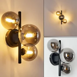 Applique Murale Chariton Led Noir, 3 Lumieres