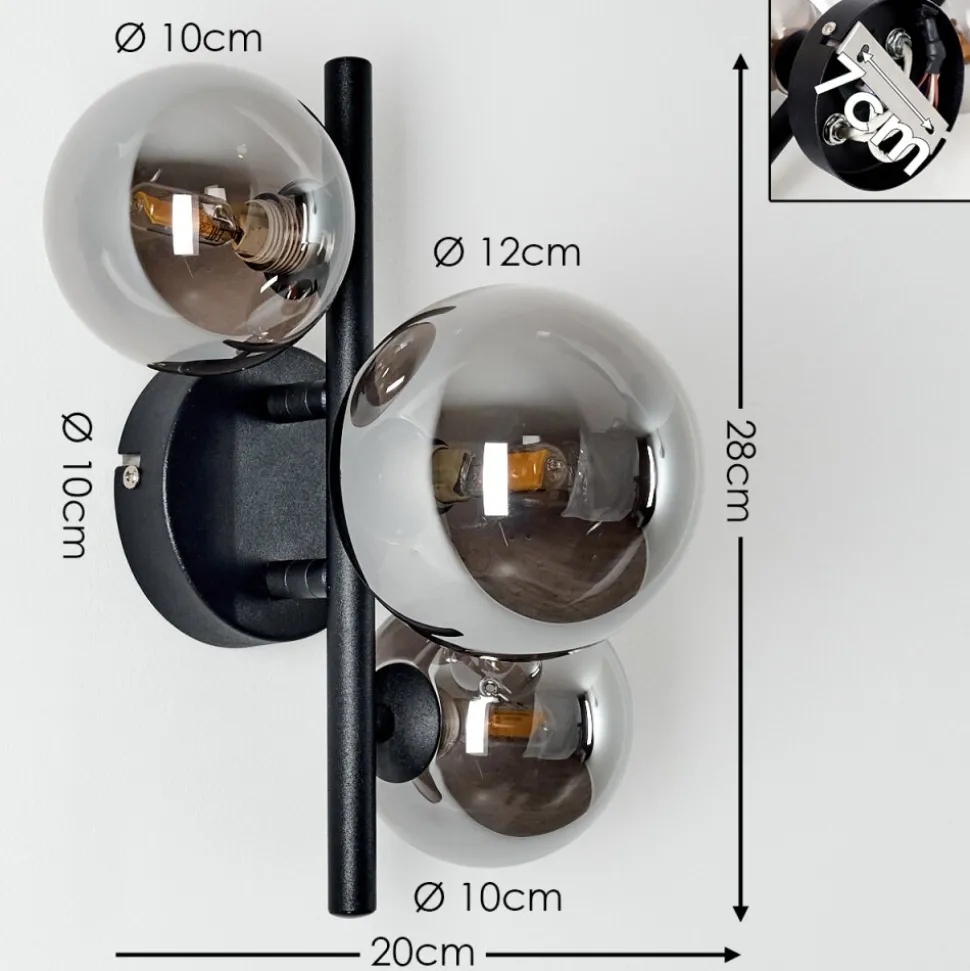 Applique Murale Chariton Led Noir, 3 Lumieres