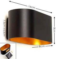 Applique Murale Dapp Noir Dore, 1 Lumiere