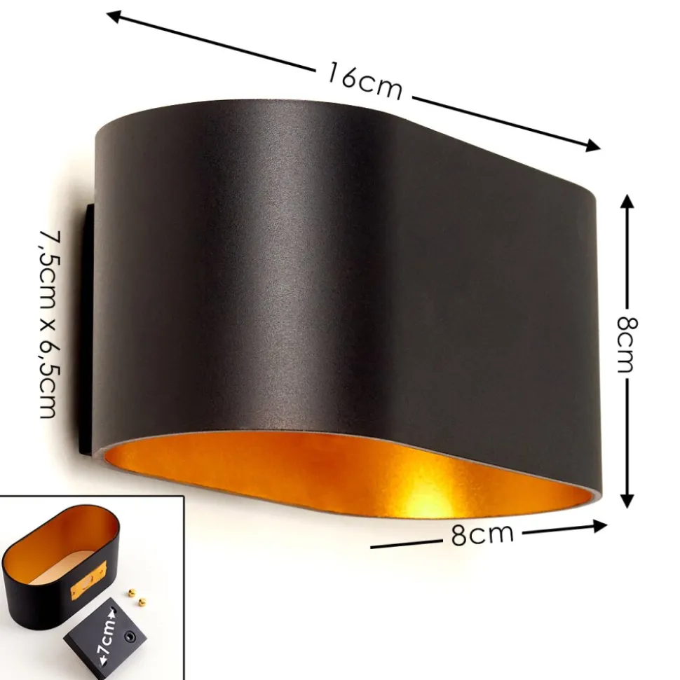 Applique Murale Dapp Noir Dore, 1 Lumiere