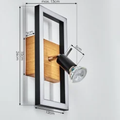 Applique Murale Deadwood Led Brun, Chrome, Couleur Bois, 2 Lumieres