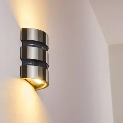 Applique Murale D'Exterieur Kolding Led Acier Inoxydable, Noir, 1 Lumiere, Detecteur De Mouvement