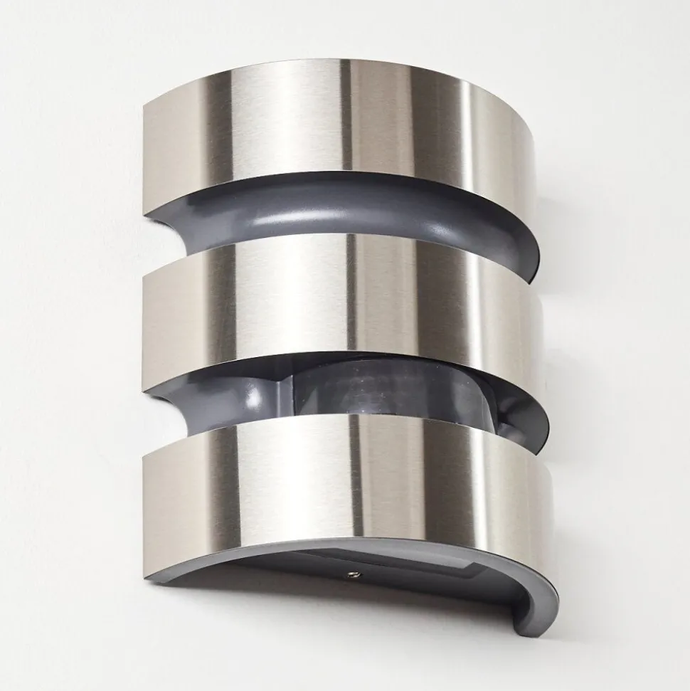 Applique Murale D'Exterieur Kolding Led Acier Inoxydable, Noir, 1 Lumiere, Detecteur De Mouvement