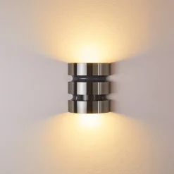 Applique Murale D'Exterieur Kolding Led Acier Inoxydable, Noir, 1 Lumiere, Detecteur De Mouvement