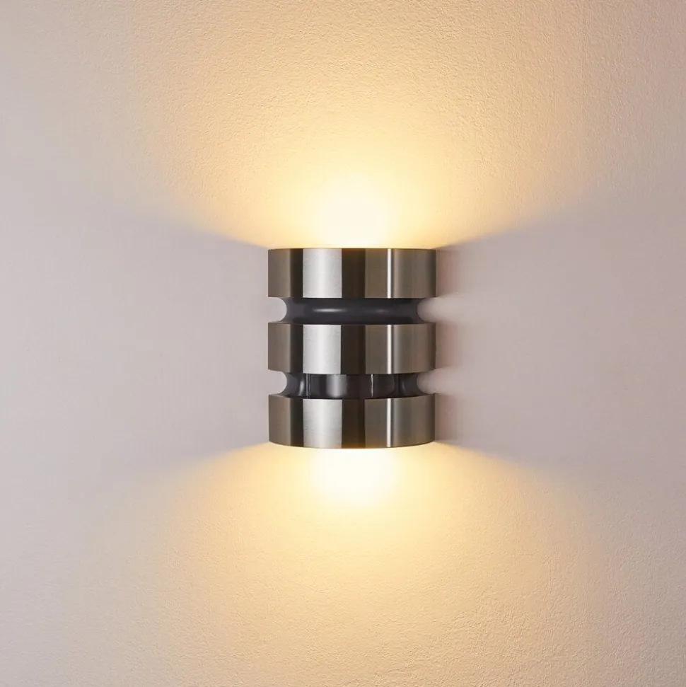 Applique Murale D'Exterieur Kolding Led Acier Inoxydable, Noir, 1 Lumiere, Detecteur De Mouvement