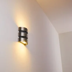 Applique Murale D'Exterieur Kolding Led Acier Inoxydable, Noir, 1 Lumiere, Detecteur De Mouvement