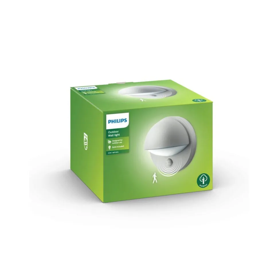 Applique Murale D'Exterieur Philips Mygarden June Gris, 1 Lumiere, Detecteur De Mouvement