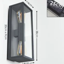 Applique Murale D'Exterieur Kiwalik Anthracite, 2 Lumieres