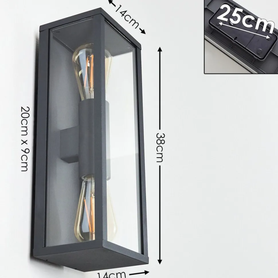 Applique Murale D'Exterieur Kiwalik Anthracite, 2 Lumieres