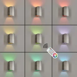 Applique Murale D'Exterieurbafueiras Led Nickel Mat, Blanc, 1 Lumiere, Telecommandes, Changeur De Couleurs