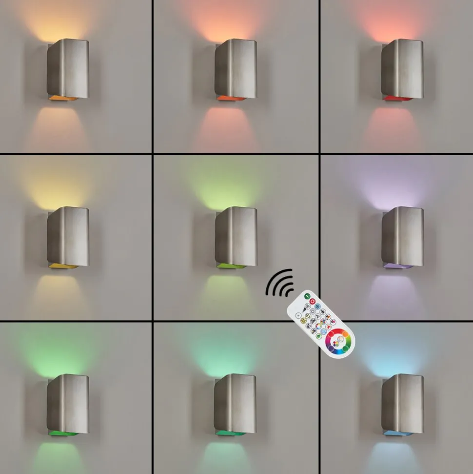 Applique Murale D'Exterieurbafueiras Led Nickel Mat, Blanc, 1 Lumiere, Telecommandes, Changeur De Couleurs