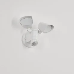 Applique Murale D'Exterieur Langra Led Blanc, 2 Lumieres, Detecteur De Mouvement