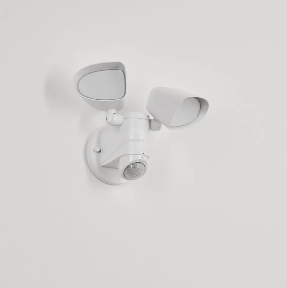 Applique Murale D'Exterieur Langra Led Blanc, 2 Lumieres, Detecteur De Mouvement