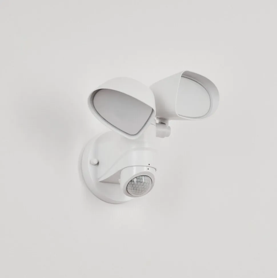 Applique Murale D'Exterieur Langra Led Blanc, 2 Lumieres, Detecteur De Mouvement