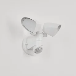 Applique Murale D'Exterieur Langra Led Blanc, 2 Lumieres, Detecteur De Mouvement