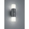 Applique Murale D'Exterieur Trio Hoosic Anthracite, 2 Lumieres, Detecteur De Mouvement