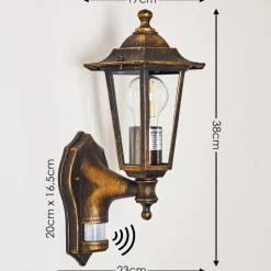 Applique Murale D'Exterieur Loria Brun Dore, 1 Lumiere