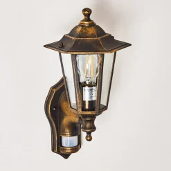 Applique Murale D'Exterieur Loria Brun Dore, 1 Lumiere
